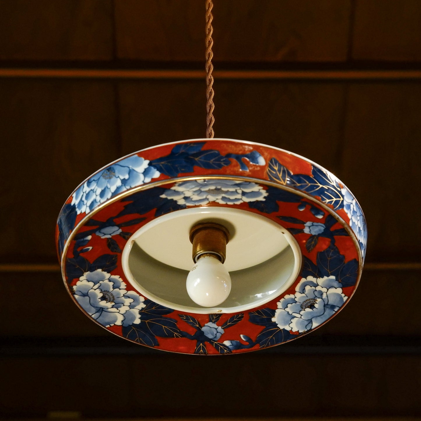 有田焼｜秀峰｜赤濃牡丹｜灰皿｜ペンダントライト