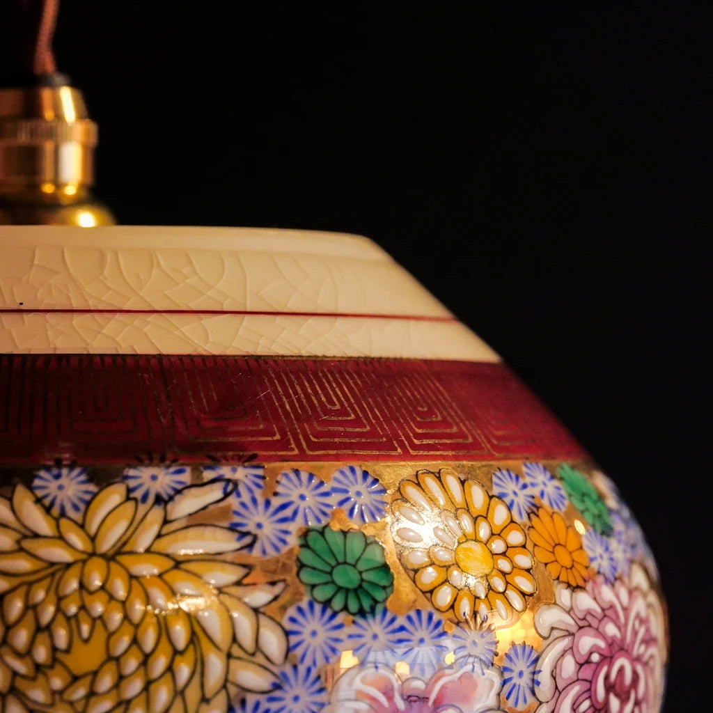 九谷焼｜金彩花詰｜貫入｜ペンダントライト