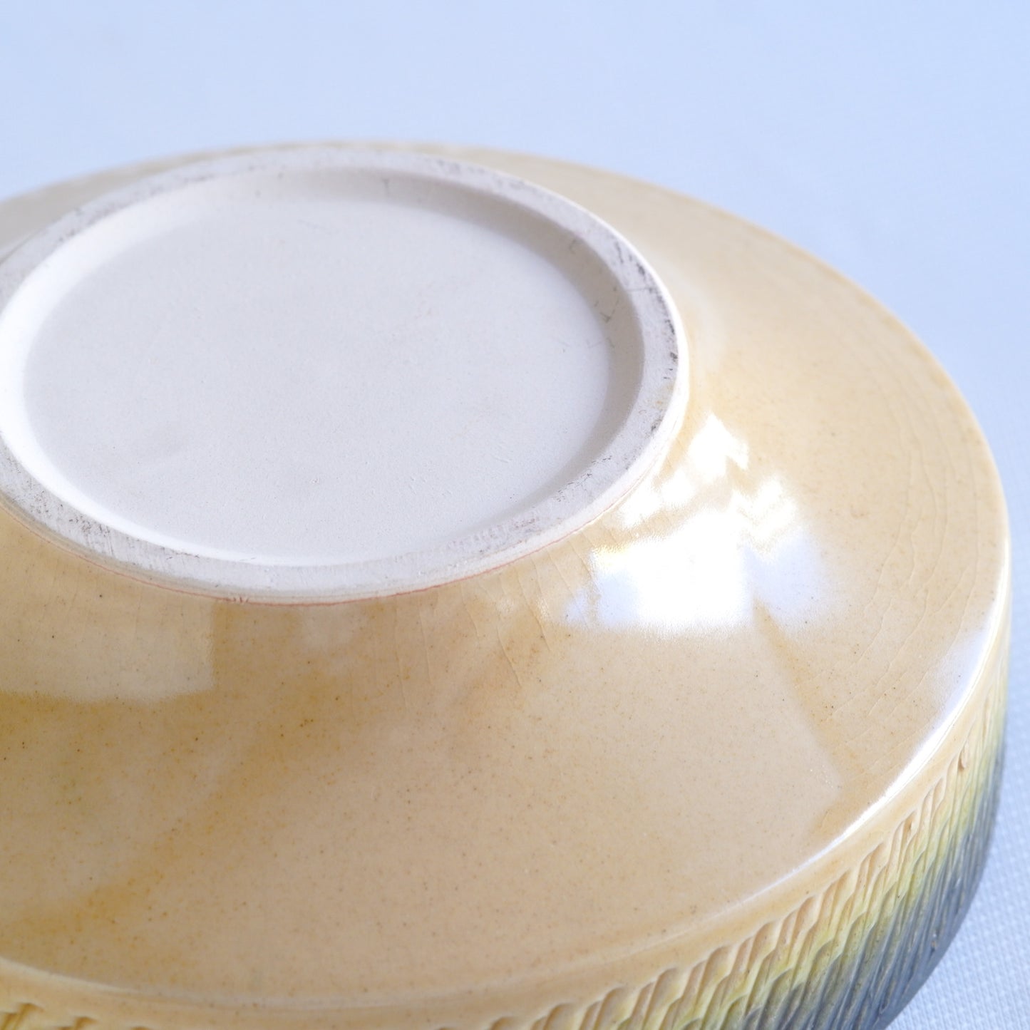 作地未詳｜小鹿田焼?｜緑・ベージュ｜鉢｜ペンダントライト