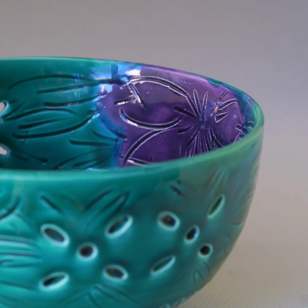 万古焼｜千陶作｜緑・紫・黄｜菓子鉢｜ペンダントライト