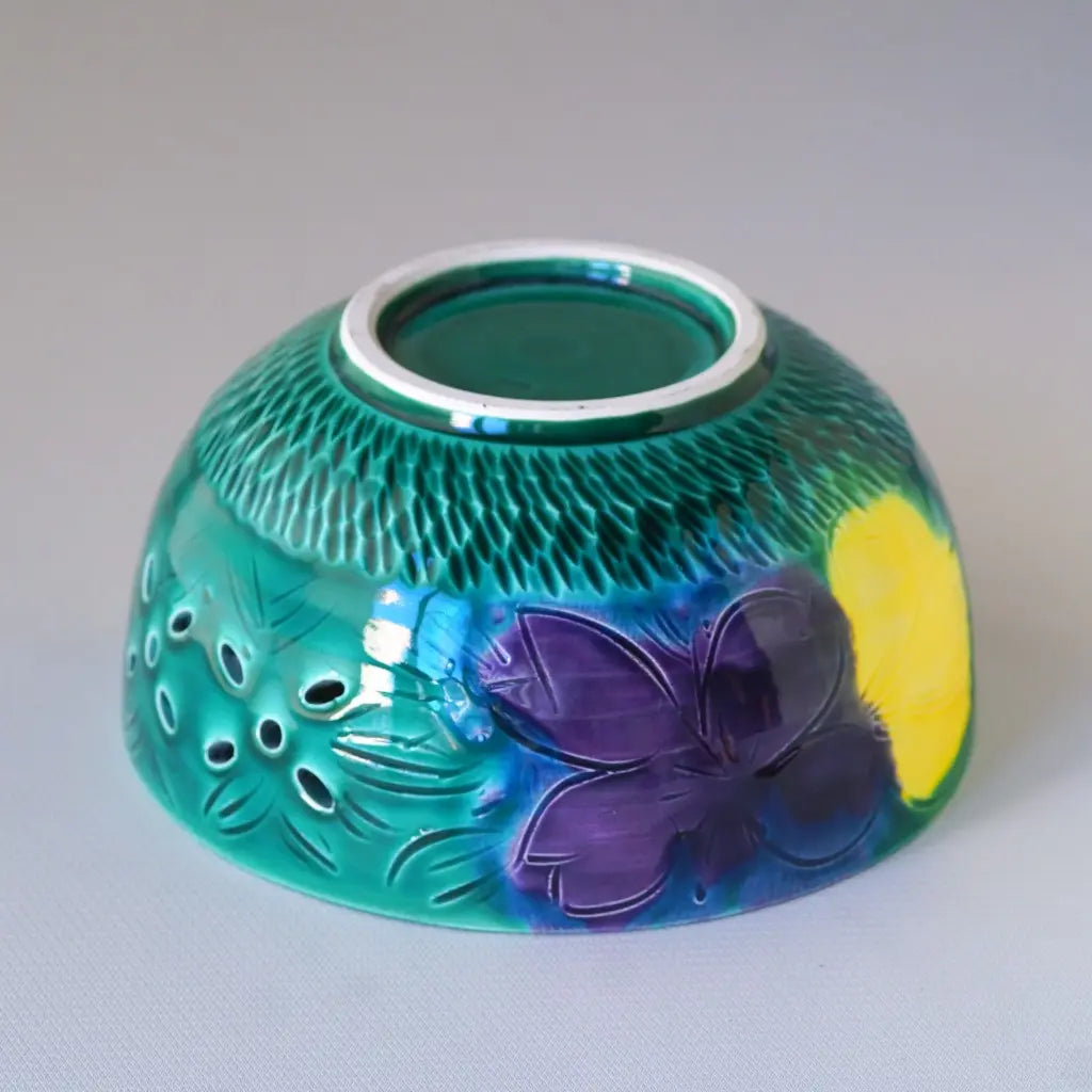 万古焼｜千陶作｜緑・紫・黄｜菓子鉢｜ペンダントライト