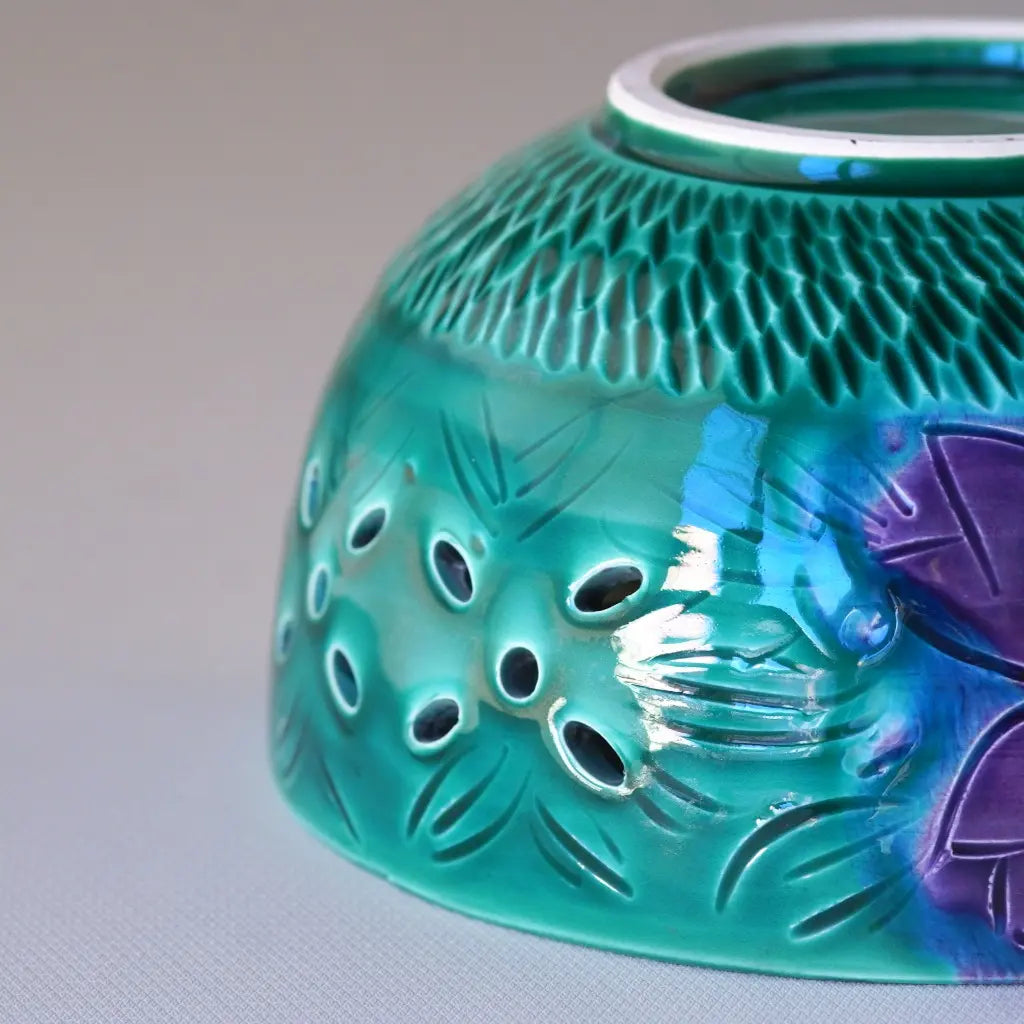 万古焼｜千陶作｜緑・紫・黄｜菓子鉢｜ペンダントライト