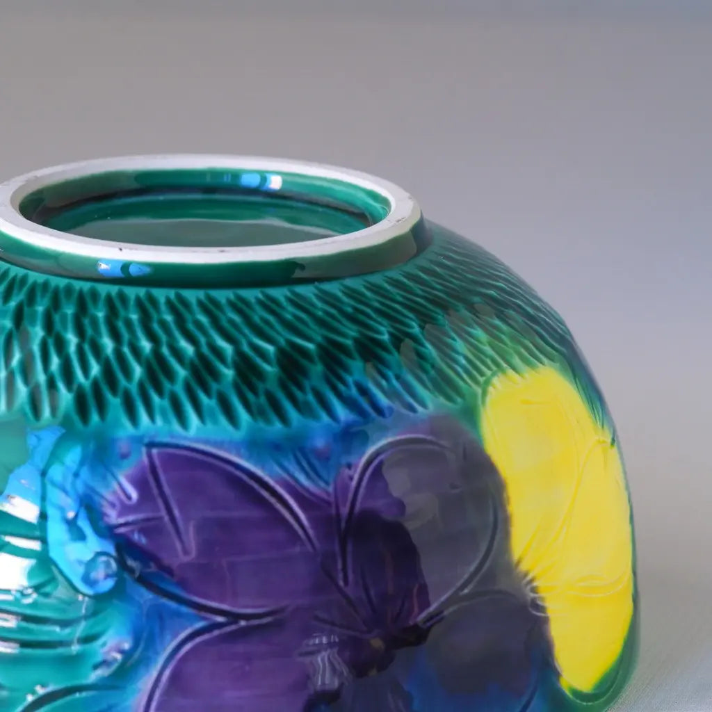 万古焼｜千陶作｜緑・紫・黄｜菓子鉢｜ペンダントライト