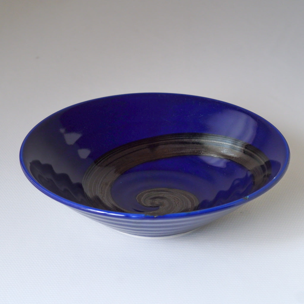 作地未詳｜藍釉薬｜黒刷毛引き｜ペンダントライト