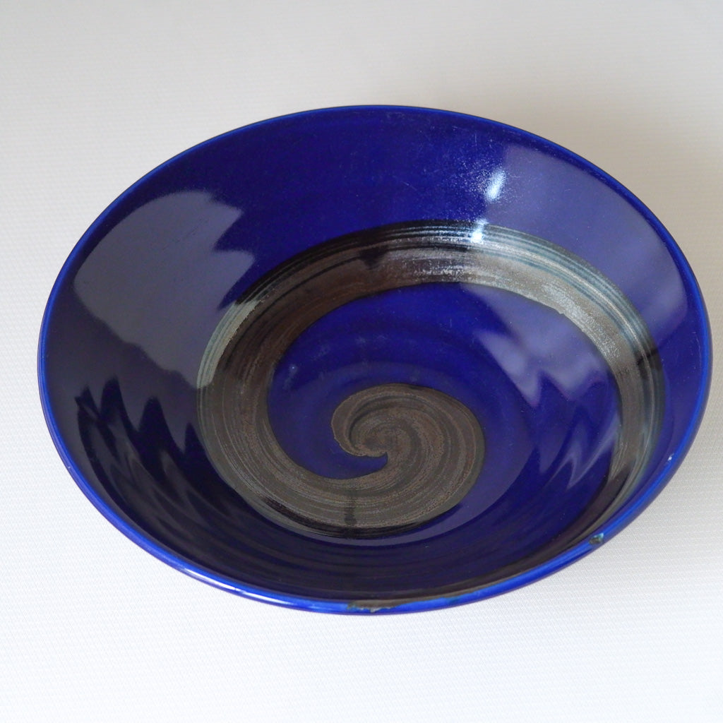 作地未詳｜藍釉薬｜黒刷毛引き｜ペンダントライト