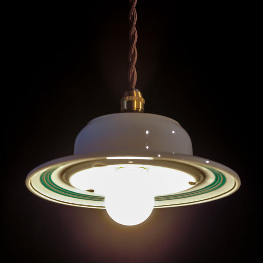 Unknown place of origin | White porcelain | Simple | Green and gold | Pendant light